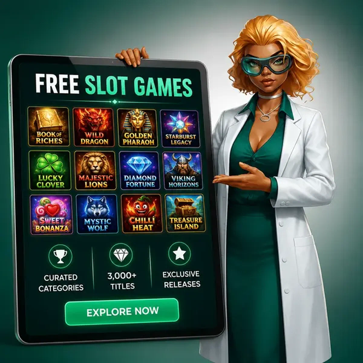 L'Analista che mostra l'ampia collezione di giochi slot di Boomzino su display interattivo
