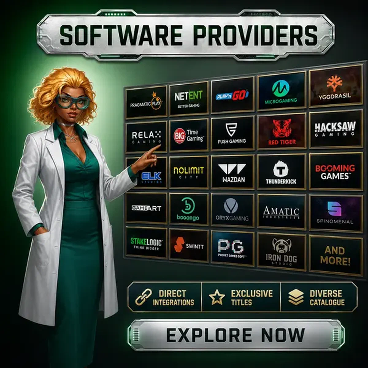 Esperto dati che esamina diverse tessere gioco al muro provider software Boomzino